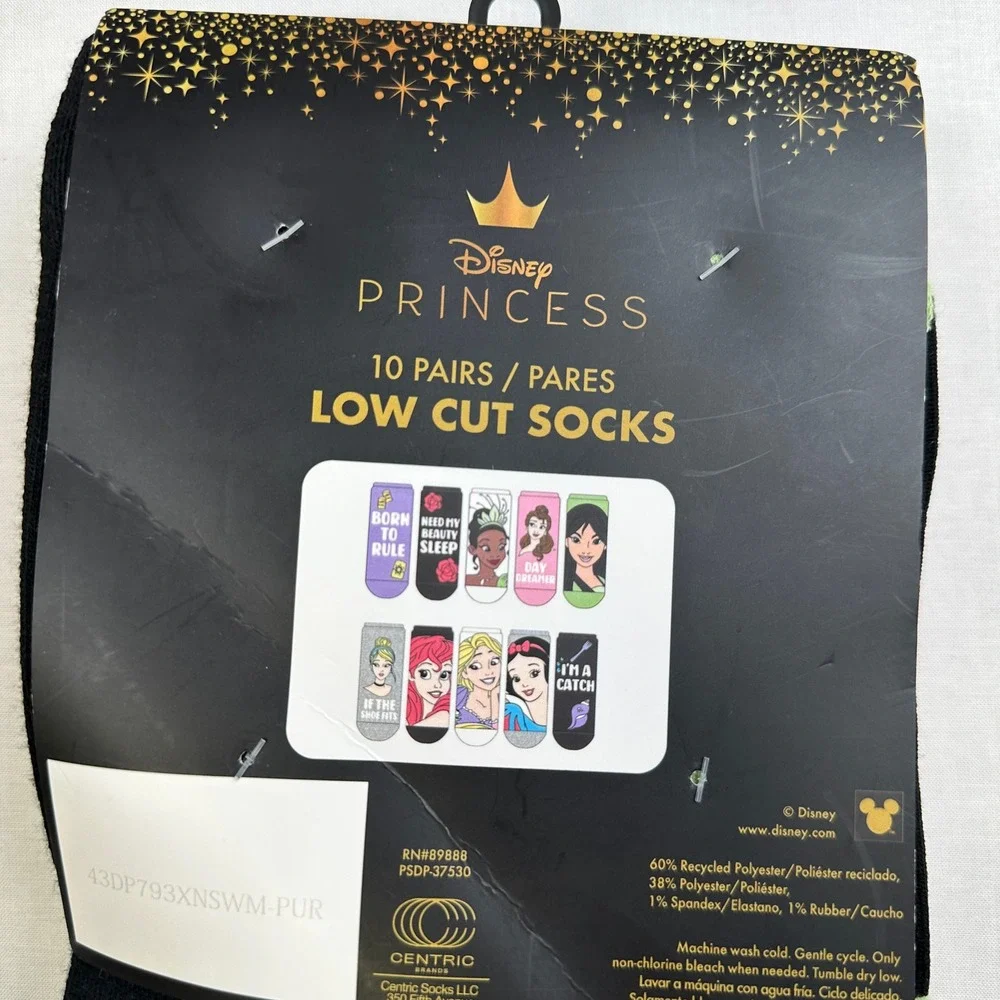 Disney Princess Low Cut Socks 10 Pack Girls Youth‎ 4-10 New